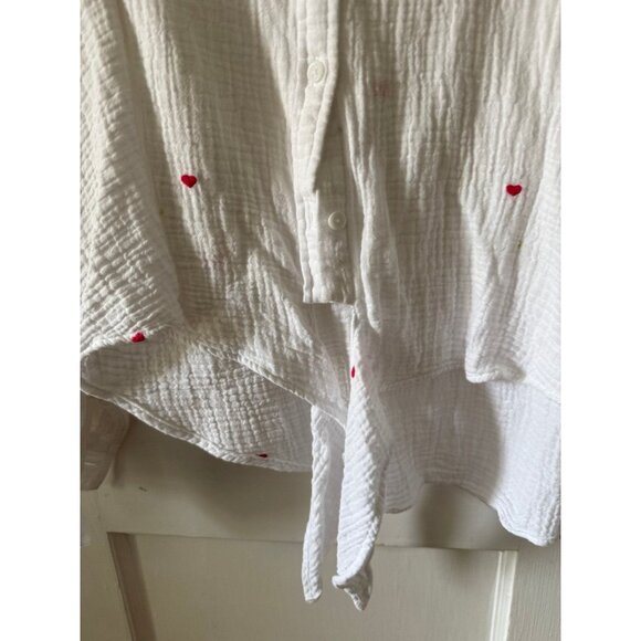BeachLunchLounge women’s size large white long sleeve top with hearts - Picture 3 of 8